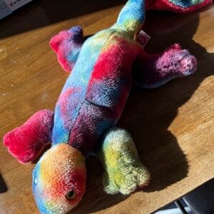 Ty Beanie Buddy Lizzy the Lizard 20" Beanbag Plush Colorful Tie Dye 1999 Toy